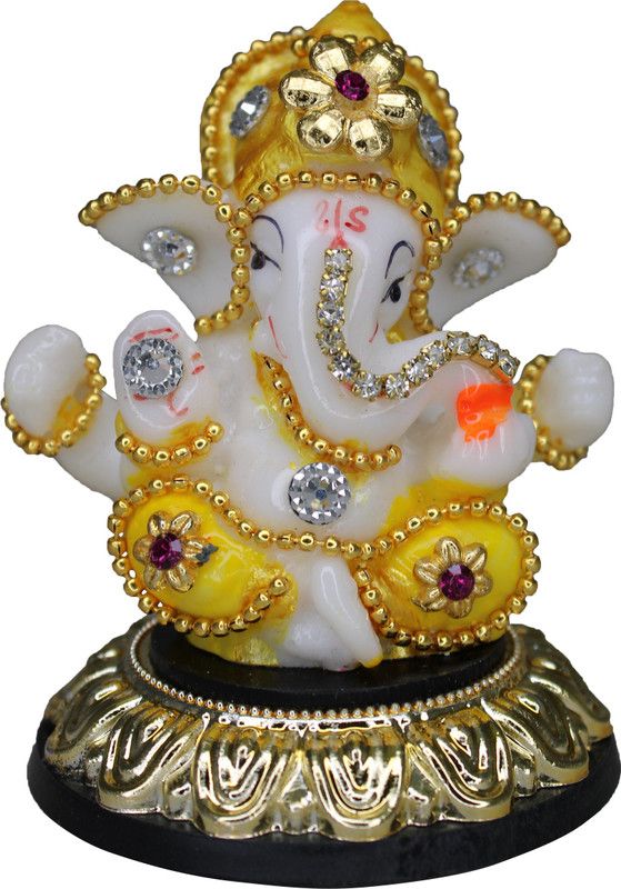 vinayakmoorti Ganesh Idol For Car Dashborad Ganesh Murti For Car Marble Ganesha Statue 2.5 In Decorative Showpiece - 7 cm  (Marble, Multicolor)