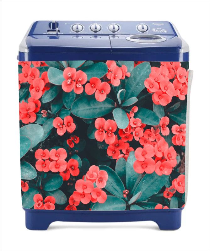 Khatwal Enterprises 60 cm natural flower with leaves washingmachine sticker Self Adhesive Sticker  (Pack of 1)