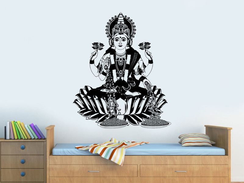 DivineDesigns 51 cm Lakshmi Ji Wall Sticker Self Adhesive Sticker  (Pack of 1)
