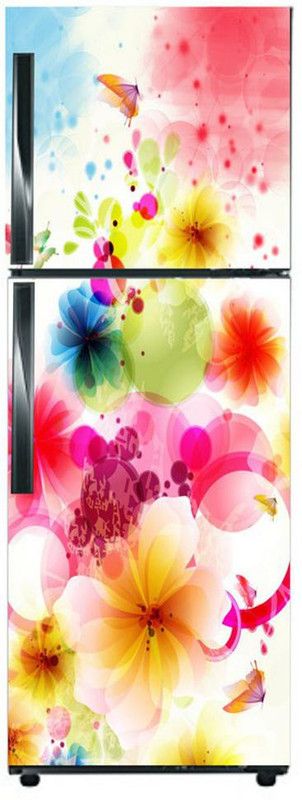 K2A Decor 60 cm Decorative Colourful Flower Self Adhesive Fridge Sticker (60 Cm X 160 Cm ) Self Adhesive Sticker  (Pack of 1)