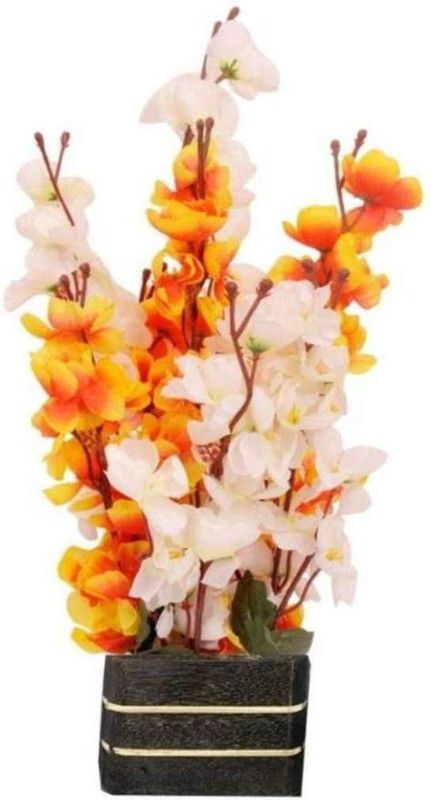 MAURYA Multicolor Orchids Artificial Flower  (12.5 inch, Pack of 12, Flower with Basket)