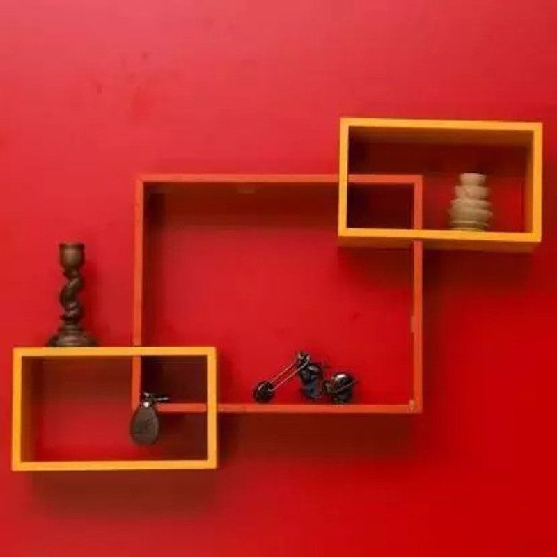 Craftylook Wooden Wall Decor Attach Shelves(Number of Shelf-3-Orange and Red)  (Orange, Red)