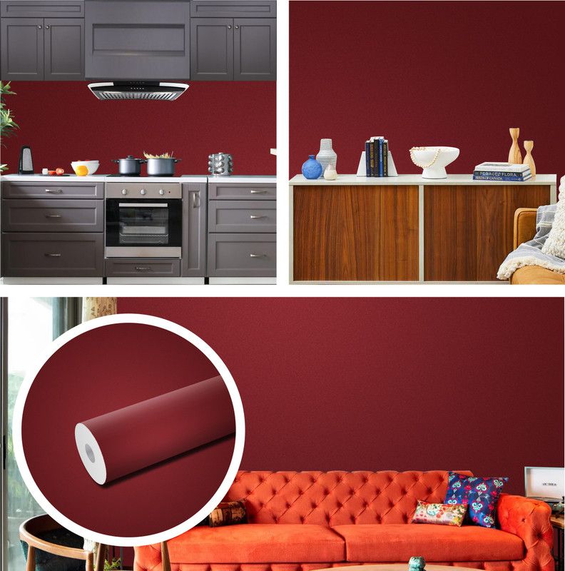 DeCorner Decorative Maroon Wallpaper  (200 cm x 60 cm)