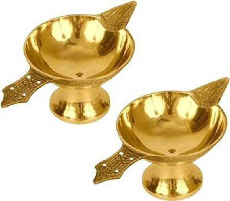 Maharshiya Diya Set of 2 Brass (Pack of 2) Table Diya Set (Height: 1.5 inch) Brass, Brass Table Diya  (Height: 2 inch)
