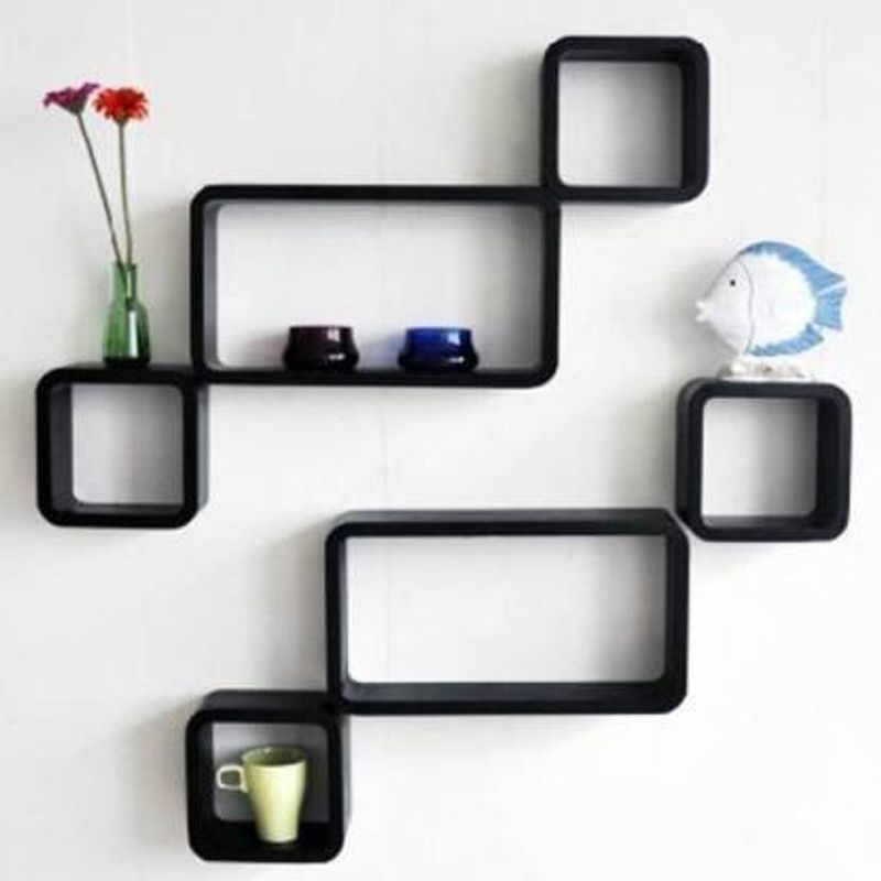 ANB Enterprises MDF (Medium Density Fiber) Wall Shelf  (Number of Shelves - 6, Black)