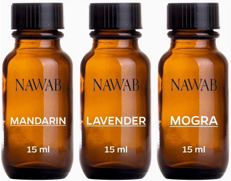 NAWAB essential aroma Diffuser oil(Mandarin,Mogra,Lavender-15ml each) Aroma Oil  (3 x 15 ml)
