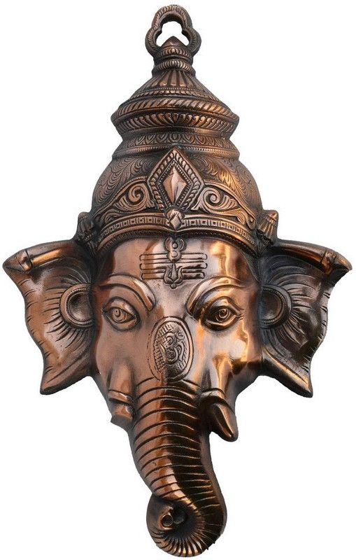 eCraftIndia Metal Wall Hanging of Lord Ganesha Decorative Showpiece - 39.37 cm  (Aluminium, Brown)