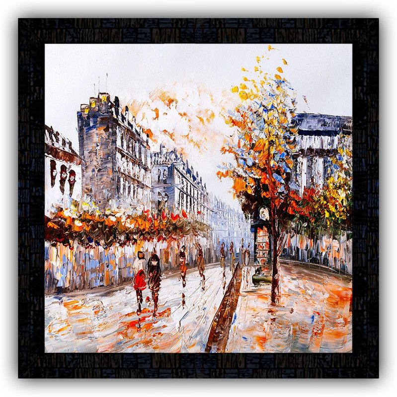 Poster N Frames framed poster of Eiffe Tower Love Couple-18056 Digital Reprint 14 inch x 14 inch Painting  (With Frame)