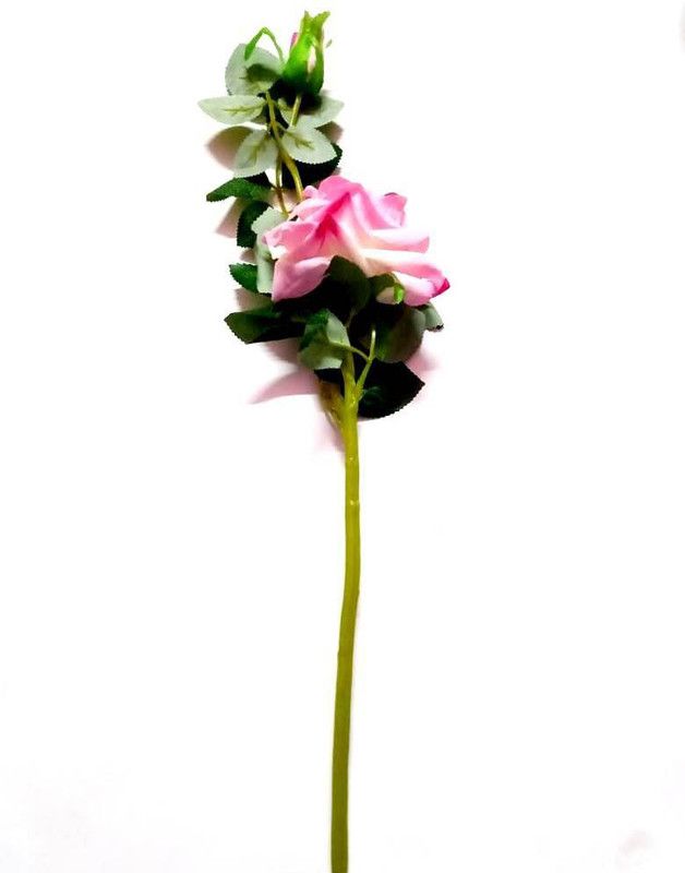 Green Plant indoor Rose102 Pink Rose Artificial Flower  (8 inch, Pack of 1, Single Flower)