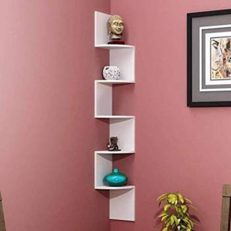 Wooden Wall Shelf  (Number of Shelves - 5, White)