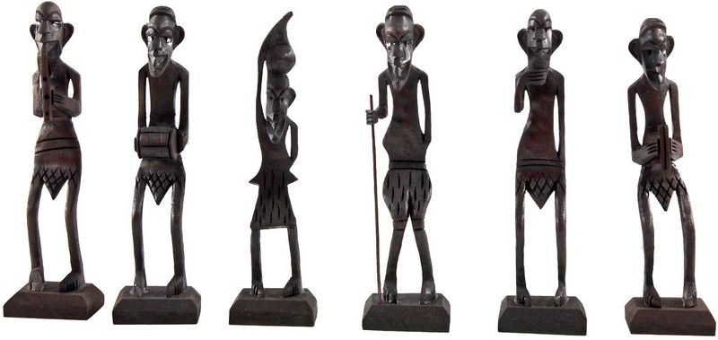Halowishes Antique African Zulu Tribal Men Handmade Gift Decorative Showpiece - 16 cm  (Wood, Black)