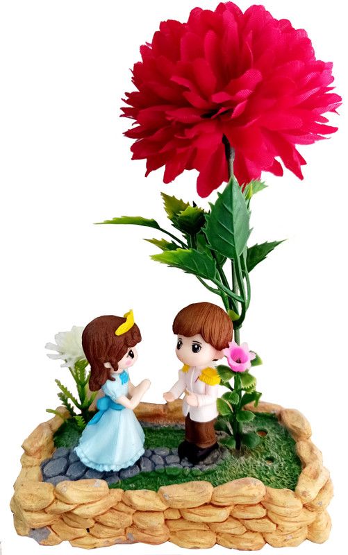 The Elitestore Cute Valentine Romantic Warm Night Valentine Love Couple Statue Showpiece for Boy friend/Gir friend-VALENTINE'S DAY GIFT Decorative Showpiece - 15 cm  (Clay, Multicolor)