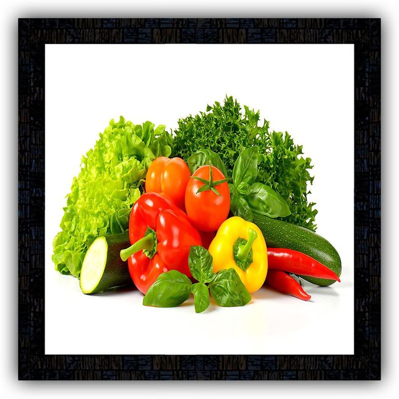 Poster N Frames framed poster of fruits and vegetable 25376 Digital Reprint 14 inch x 14 inch Painting  (With Frame)