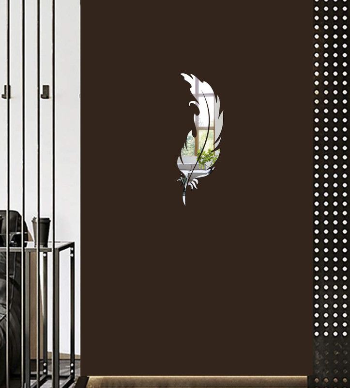 Aalam Designs 45.72 cm beautiful large leave silver acrylic sticker Self Adhesive Sticker  (Pack of 1)