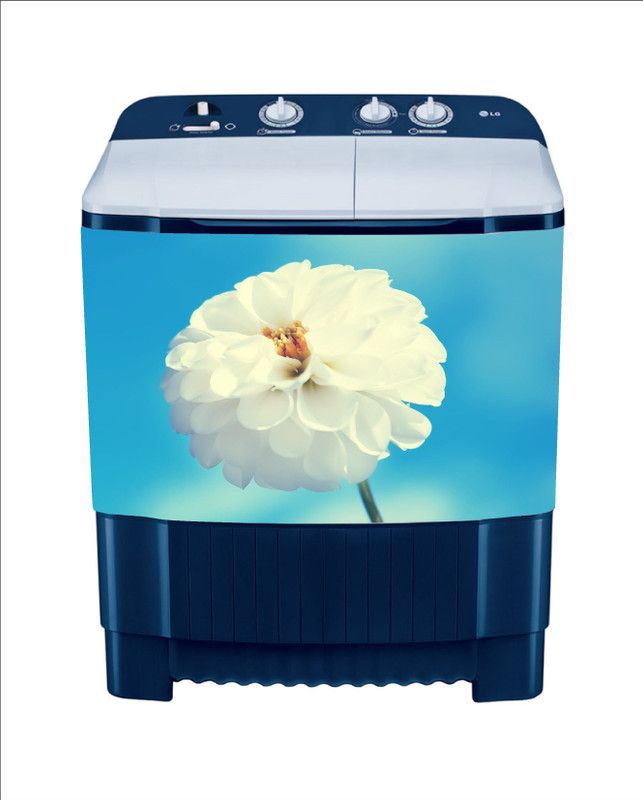 K2A Studio 86 cm decorative abstract white flower washing machine sticker Self Adhesive Sticker  (Pack of 1)