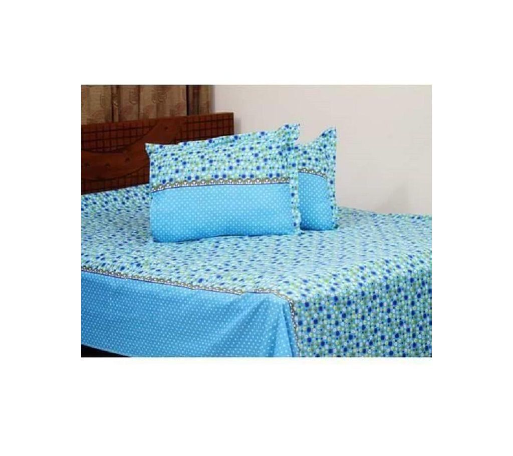 Double Size Cotton Bed Sheet with Matching 2 Pillow Covers - Multicolor bed-22