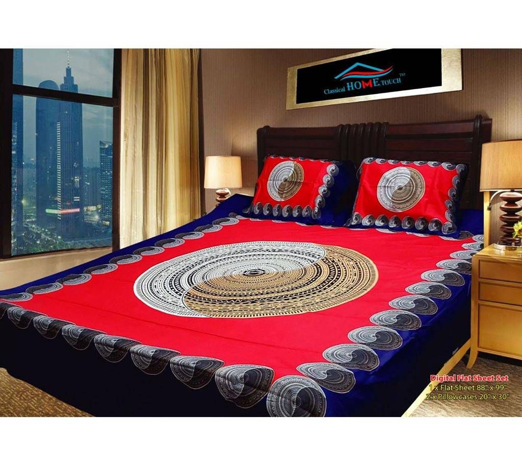 Panel Bed Sheet - Red