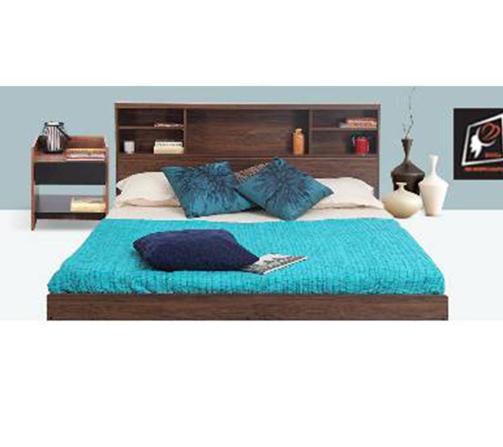 MDF Wood Queen Size Bed-D with Side Table