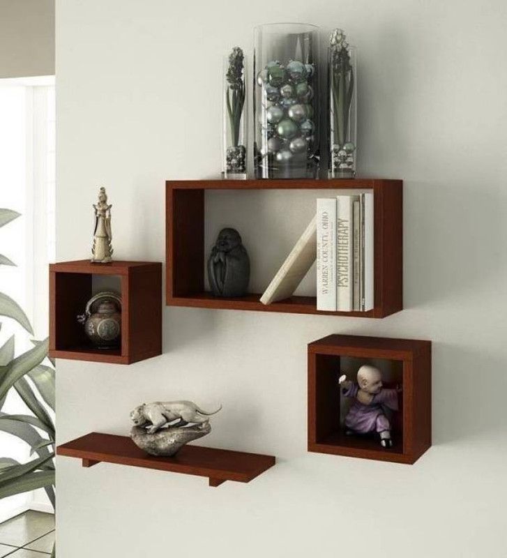 ONLINECRAFTS ch2183 wooden wall ( 3 set one patti brown) Wooden Wall Shelf  (Number of Shelves - 4, Brown)