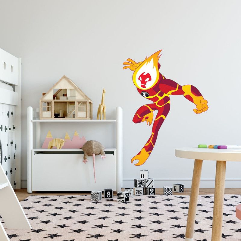 Spinn Decor Wall Decal Cartoon Network Ben10 50 cm Cartoon Network Ben10 Heatblast Wall Sticker Self Adhesive Sticker  (Pack of 1)