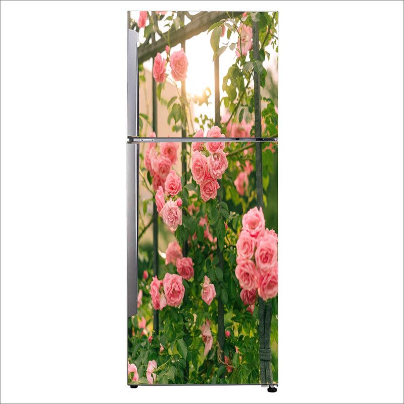 Advait Designs 60 cm Advait Designs Decorative Beautiful pink garden roses fridge sticker Self Adhesive Sticker  (Pack of 1)