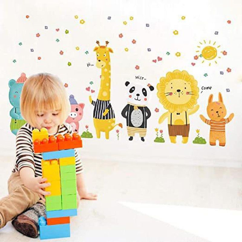 JAAMSO ROYALS 71 cm Cartoon Animal Collection Design Vinyl Self Adhesive Home Décor Wall Sticker (90 CM X 60 CM) Self Adhesive Sticker  (Pack of 1)