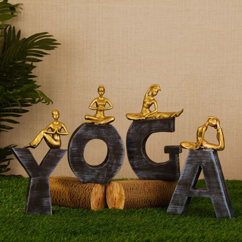 TIED RIBBONS Decorative Showpiece Yoga Sign Symbol With Attach Yoga Lady Decorative Showpiece - 22.5 cm  (Polyresin, Multicolor)