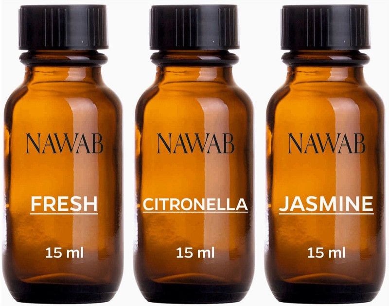 NAWAB essential aroma Diffuser oil(Fresh,Jasmine,Citronella-15ml each) Aroma Oil