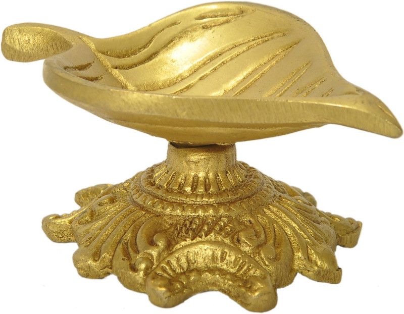 MohanJodero Elegant Peepal Patta Deepak Brass Table Diya  (Height: 3 inch)