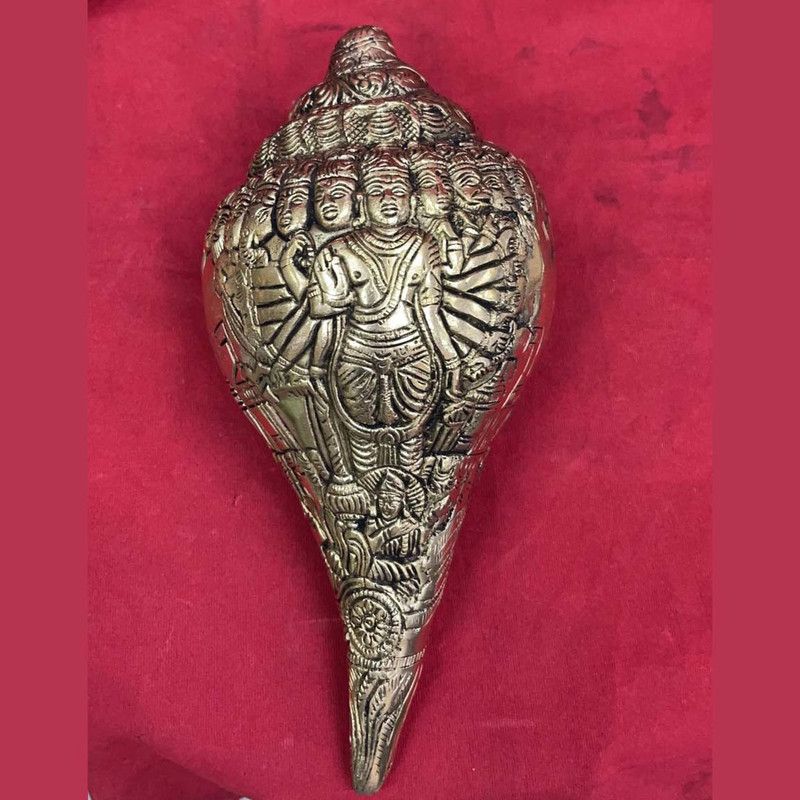 cool boss Vishnu Viswaroopa Shankh Decorative Showpiece - 24 cm  (Brass, Gold)
