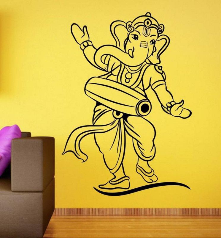 Prime Home Decor 59 cm lord ganesha wall sticker & decals Self Adhesive Sticker  (Pack of 1)
