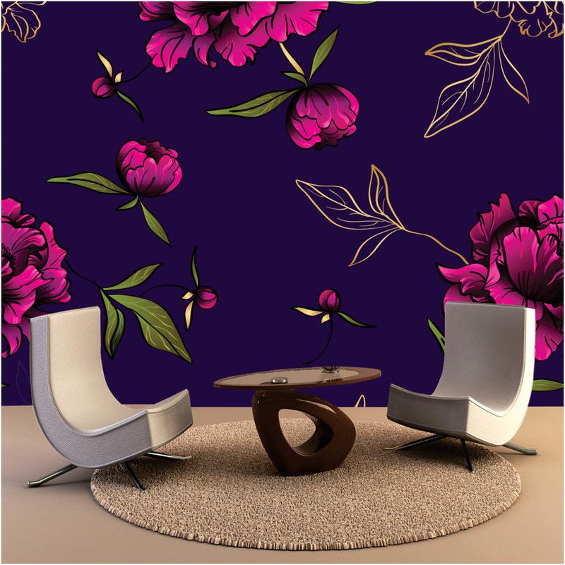 Luxury Floral & Botanical Purple Wallpaper  (228 cm x 40 cm)