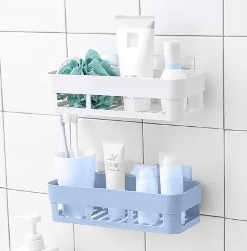RAIYARAJ Plastic Soap Case Self-adhesive Bathroom Organizer Plastic Wall Shelf Plastic Wall Shelf  (Number of Shelves - 2)