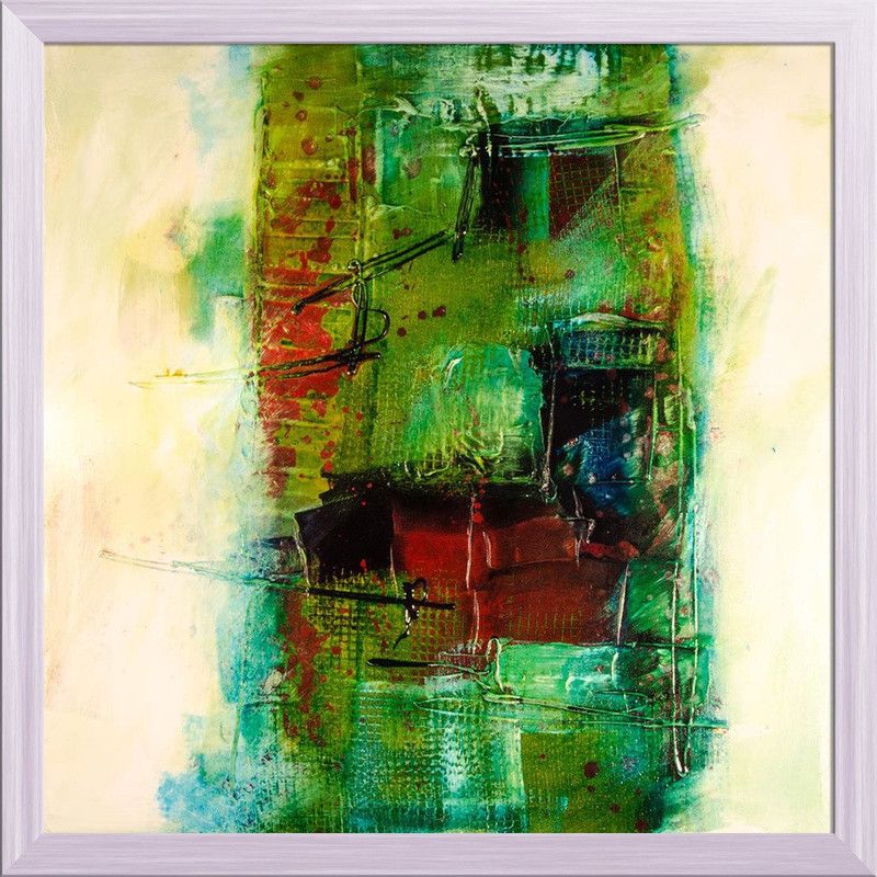 Artzfolio ArtzFolio Modern Abstract Painting Fine Art Print D2 Canvas Painting White Synthetic Frame 24inch x 24inch (61cms x 61cms) Digital Reprint 24 inch x 24 inch Painting  (With Frame)