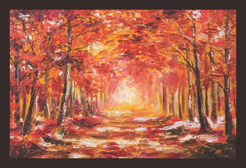 Mad Masters Mad Masters Oil painting landscape - colorful autumn forest 1 Piece wooden framed painting |Wall Art | Home Décor | Painting Art | Unique Design | Attractive Frames Digital Reprint 12 inch x 18 inch Painting  (With Frame)