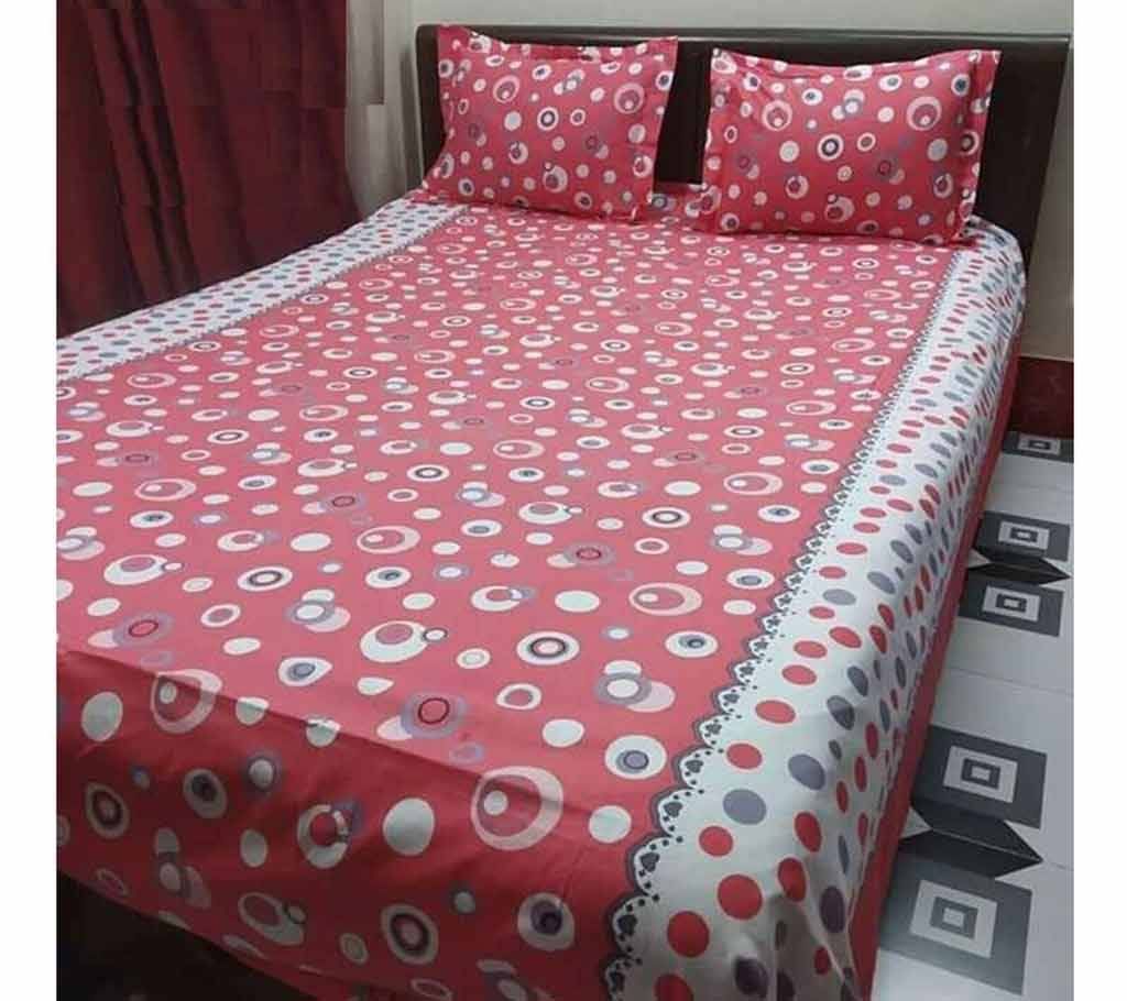 Double Size Cotton Bed Sheet with Matching 2 Pillow Covers - Multicolor bed-23