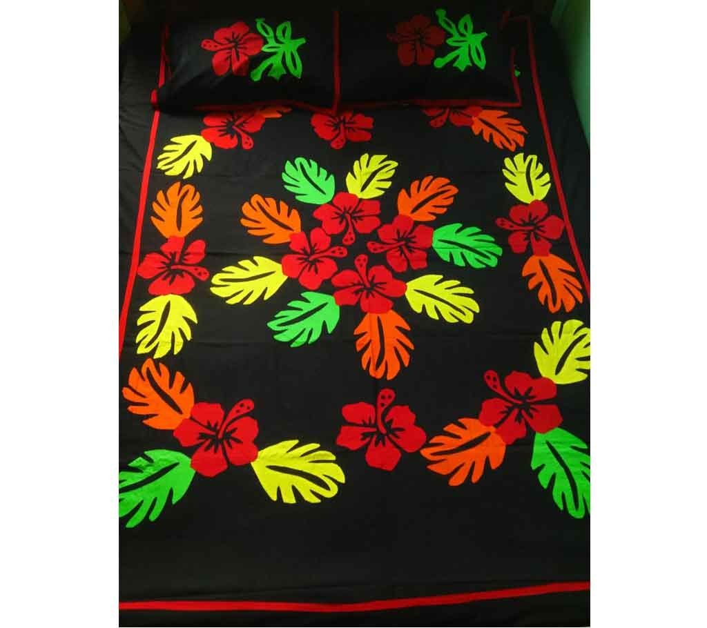 Cotton Applique Double Size Bed Sheet Set