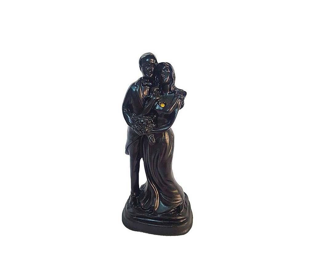 Couple Hugging Black Showpiece with Colored Stone