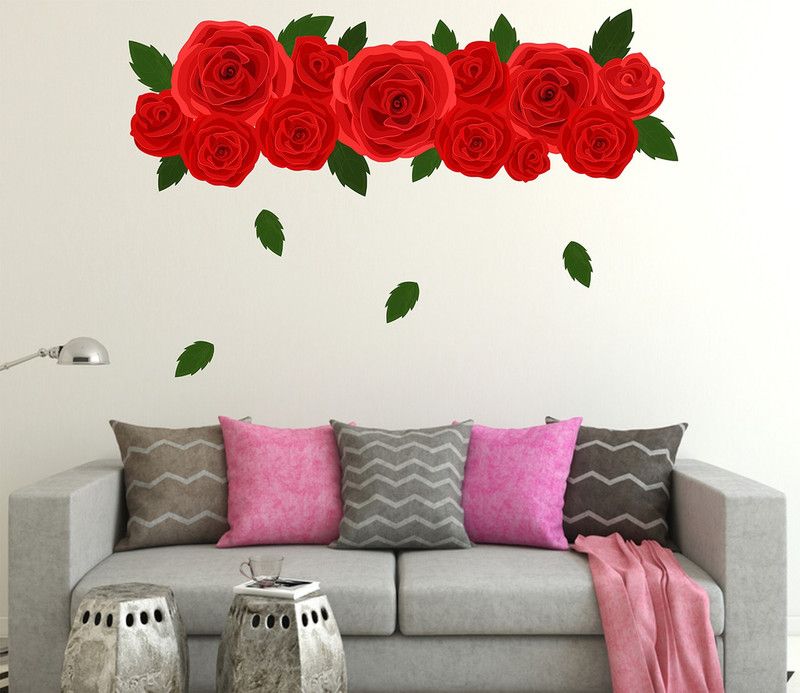 Zampyy 100 cm Red Rose Self Adhesive Sticker  (Pack of 1)
