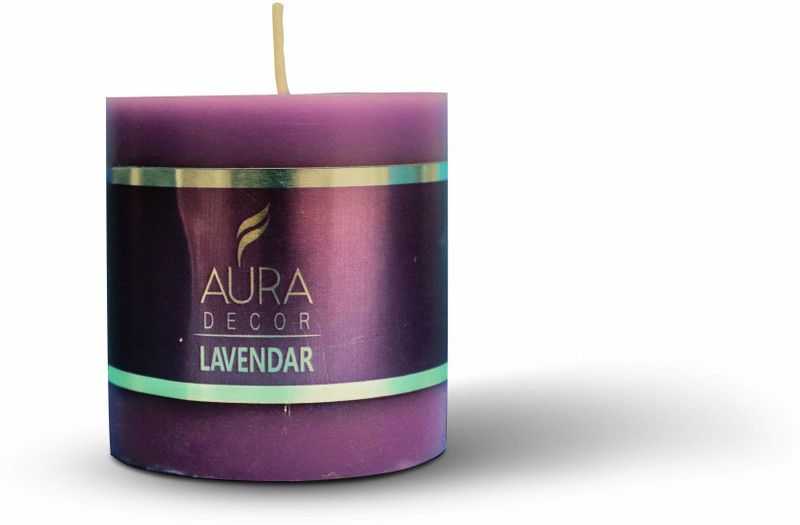 AuraDecor Pillar Candle Lavender Fragrance Set of 1 ( 2.5 Inch*2,5 Inch) Candle  (Purple, Pack of 1)