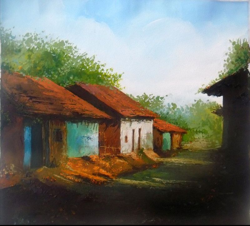 HandPainted Artwork Canvas 30 inch x 30 inch Painting  (Without Frame, Pack of 33)