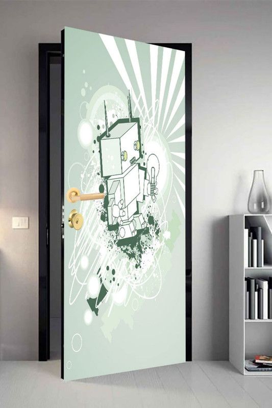 QTH 29.8 cm QTH Floral Dor-3580 Design Door Sticker Self Adhesive Sticker  (Pack of 1)