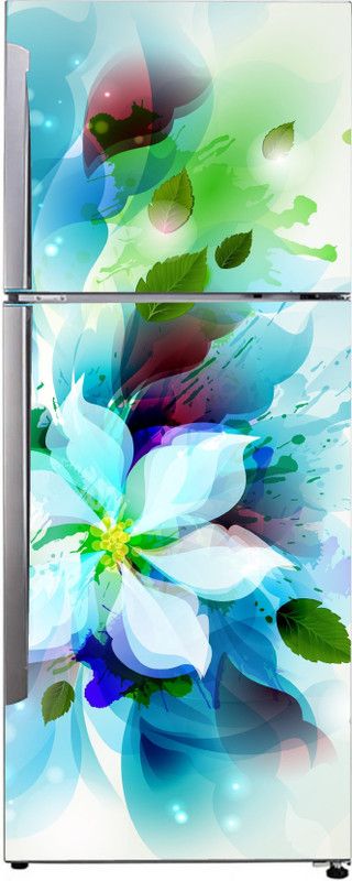Advait Designs 60 cm Advait Designs abstract beautiful colourful taxture flower leaves extra lardge fridge sticker for fridge decor (pvc vinyl multicolor) Self Adhesive Sticker  (Pack of 1)