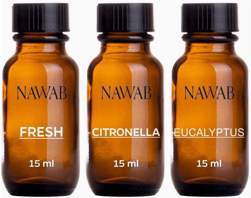NAWAB essential aroma Diffuser oil(Fresh,Citronella,Eucalyptus-15ml each) Aroma Oil