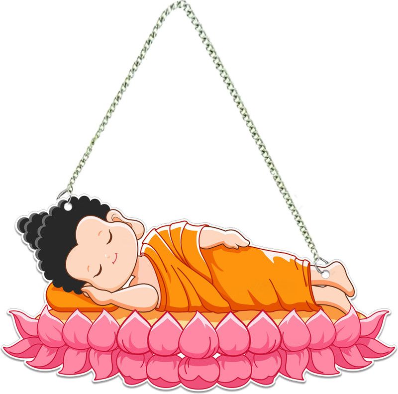 Artvibes Little Monk Wall Hanging Decorative Item for Home Decoration (WH_5507N)  (5 inch X 10 inch, Orange)