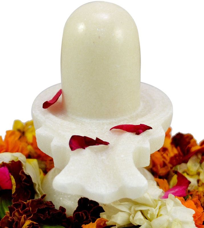 SBBCO WHITE MARBLE SHIVLING Decorative Showpiece - 7 cm  (Marble, White)