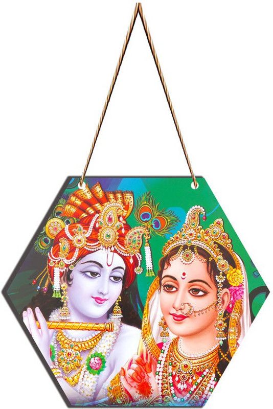 Radha Krishna B MDF Plaque for Home & Wall Decoration  (21 cm, Multicolor)
