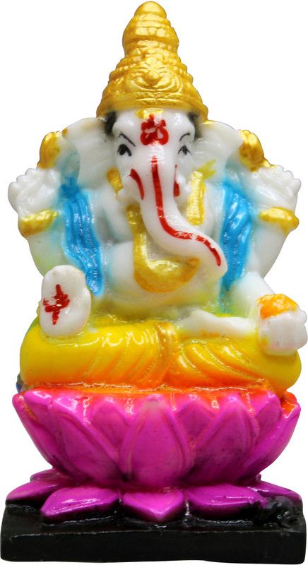 Om ssvmb9 Ganesh Idol Ganesh Murti Ganesha Statue For Main Door (3.5x 2 Inch) Decorative Showpiece - 9 cm  (Marble, Multicolor)