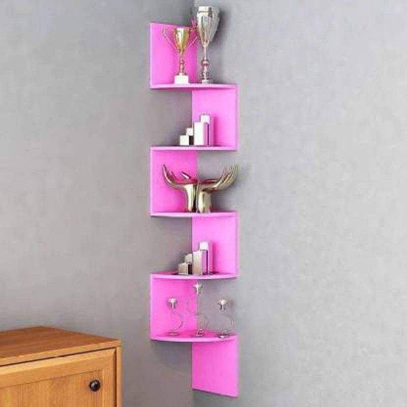 ANB Enterprises MDF (Medium Density Fiber) Wall Shelf  (Number of Shelves - 5, Pink)