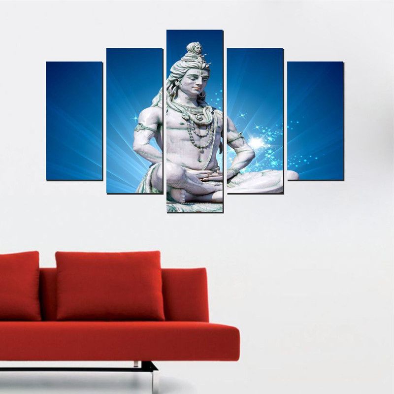 Saiii Designs 79 cm Mahadev Five Piece Poster wall Covering AreaB Self Adhesive Sticker  (Pack of 1)